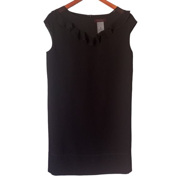 Max Mara Sheer and Ruffle Neckline Cap Sleeve Dress - Picture 3 of 9